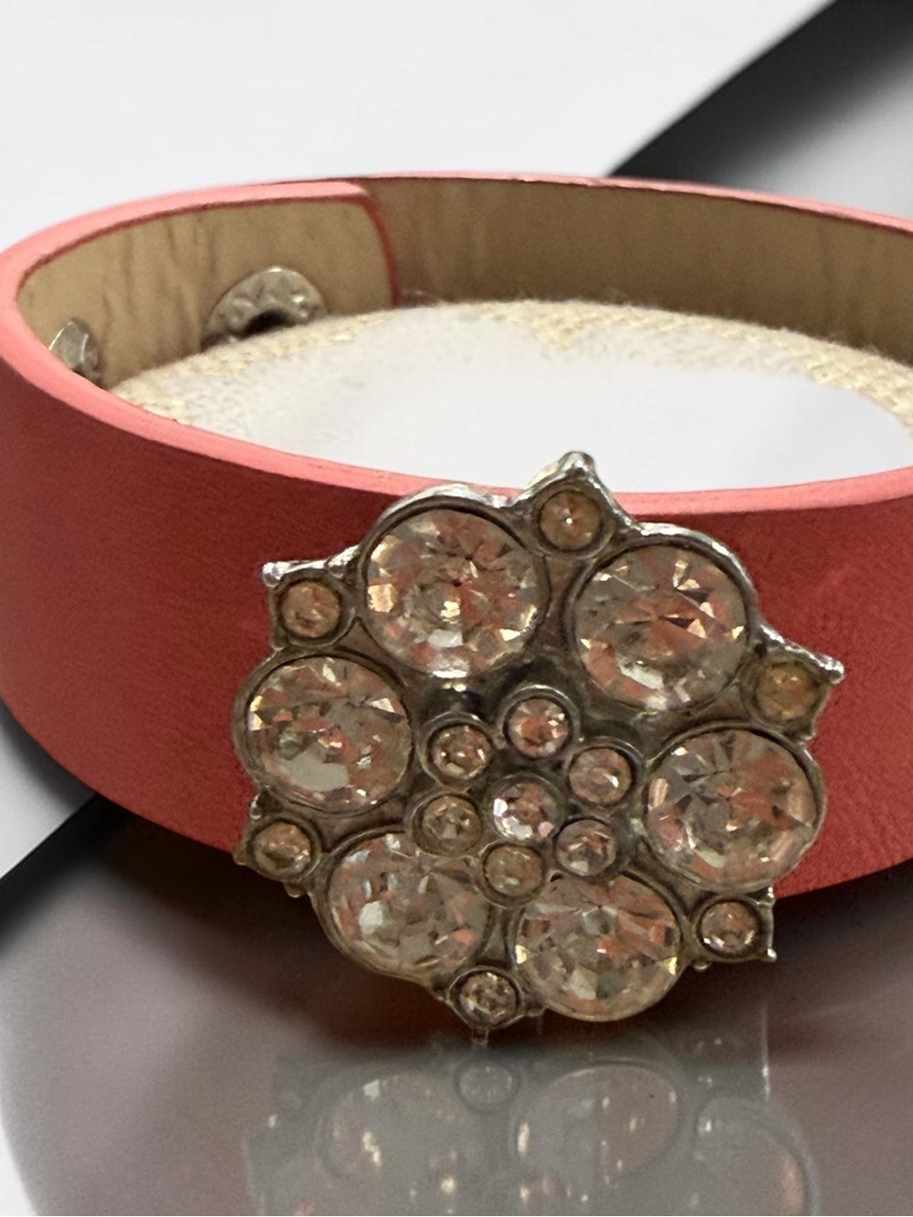 Crystal Flower Bracelet in Coral Color